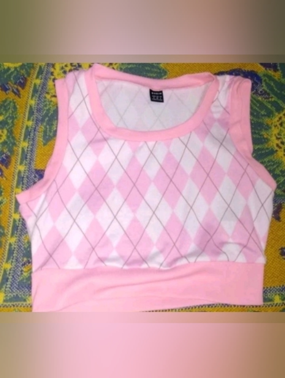 Woman's Pink Argyle Tank Top - Soft Sleeveless Shirt
